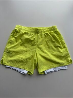 Women's Athletic Running Shorts - Neon Yellow